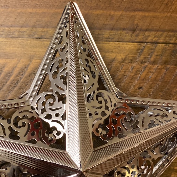 Metal Silver Star Christmas Tree Topper with Box - 8” - Picture 5 of 5